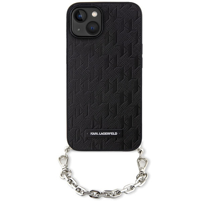 Karl Lagerfeld KLHCP14SSACKLHPK iPhone 14 6,1" schwarz/schwarzes Hardcase mit Saffiano-Monogrammkette