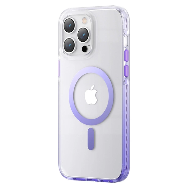Coque magnétique Kingxbar PQY Ice Crystal Series pour iPhone 14 MagSafe violet