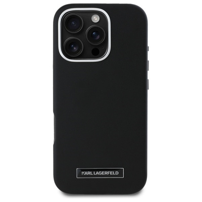 Karl Lagerfeld FW Metal Plate MagSafe iPhone 16 Pro Max Case - Black
