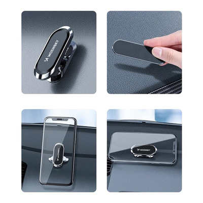 Wozinsky Selbstklebende magnetische 360-Grad-Armaturenbretthalterung Silber (WMH-06)