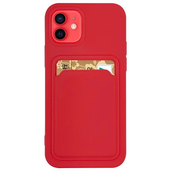 Card Case Silicone Wallet Wallet with Card Slot Documents for iPhone XS Max red