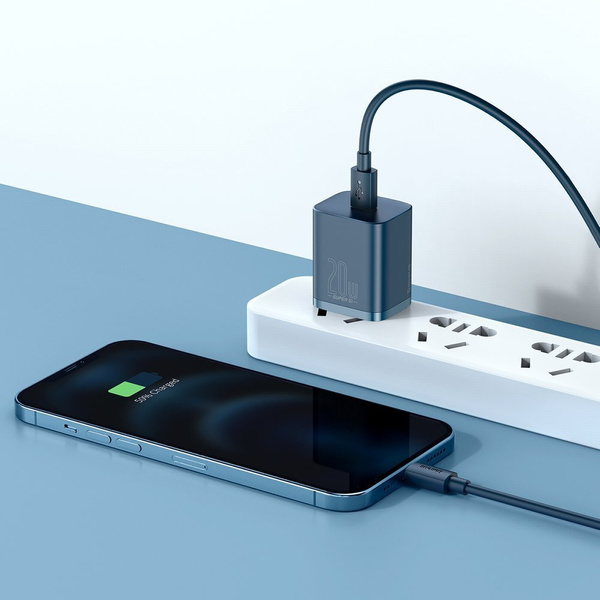Baseus Super Si 1C fast USB Type C charger 20W Power Delivery + USB Type C - Lightning cable 1m blue (TZCCSUP-B03)