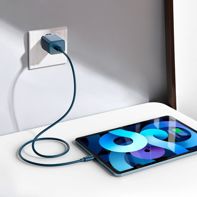 Baseus Super Si 1C schnelles USB-Typ-C-Ladegerät 20 W Power Delivery + USB Typ C – Lightning Kabel 1 m blau (TZCCSUP-B03)