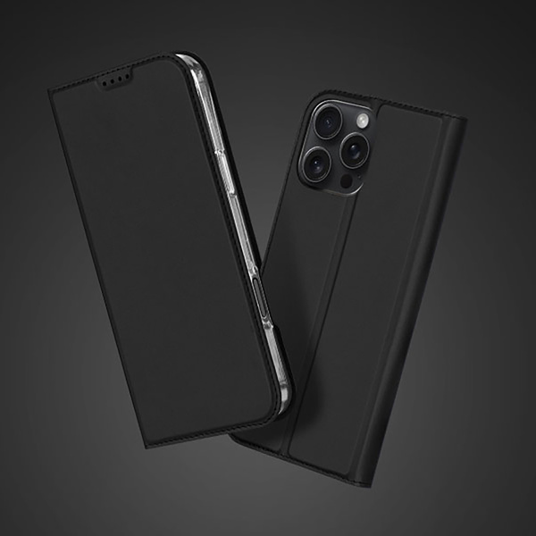 Dux Ducis Skin Pro Hülle für iPhone 16 Pro Max mit Klappe und Kartenfach – Schwarz