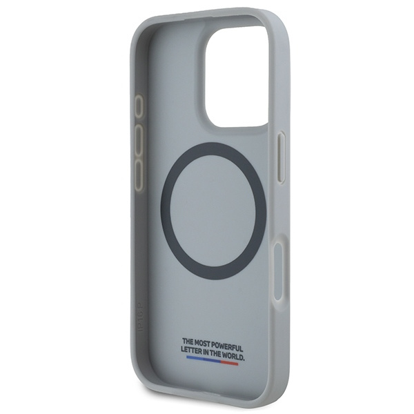 Etui BMW M Carbon Tricolor Line MagSafe na iPhone 16 Pro - szare
