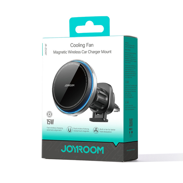Joyroom Autotelefonhalter mit induktivem Ladegerät (MagSafe-kompatibel) mit Lüftungsventilator – Schwarz (JR-ZS387)