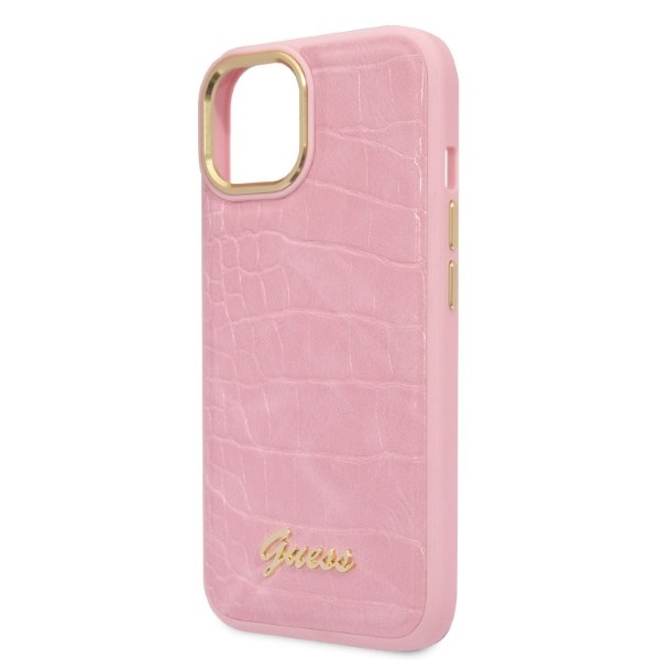 Etui Guess Croco Collection na iPhone 14 Plus - różowe