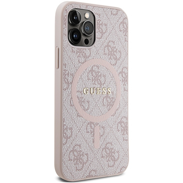 Guess 4G Collection Leather Metal Logo MagSafe Case for iPhone 12 Pro / iPhone 12 - Pink