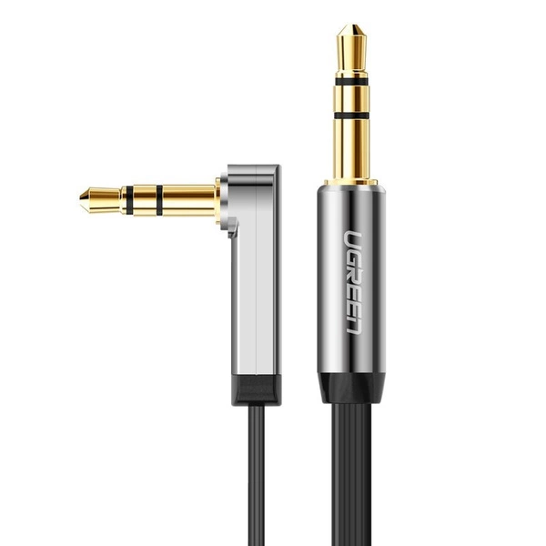 Câble plat coudé Ugreen Câble audio AUX mini-jack 3,5 mm 0,5 m noir (AV119 10596)
