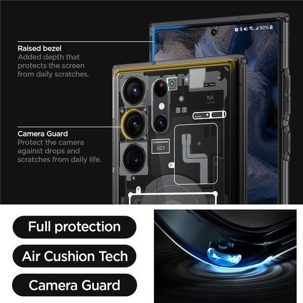 Etui Spigen Ultra Hybrid na Samsung Galaxy S23 Ultra - ciemnoszare (wzór Zero One)