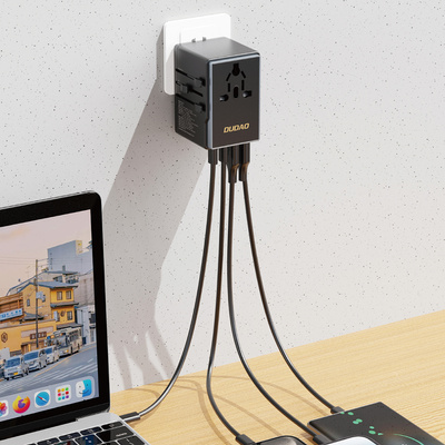 Dudao A65Pro 65W EU / US / JP / AUS / UK Reiseadapter 2x USB-C 2x USB-A - Schwarz