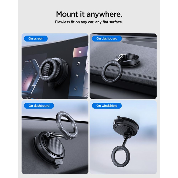 Uchwyt samochodowy Spigen STK100 VacuumLock MagSafe - czarny
