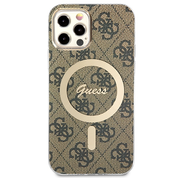 Set Guess GUBPP12MH4EACSW Hülle + Ladegerät iPhone 12/12 Pro braun/braun Hartschale 4G Print MagSafe