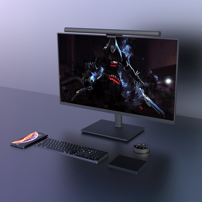 Elesense Office drahtlos gesteuerte LED-Lampenbeleuchtung für Monitor schwarz (E1129)