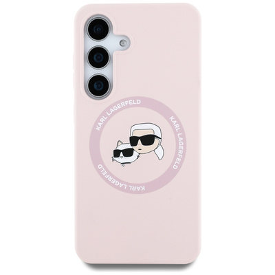 Etui Karl Lagerfeld Silicone Double Heads And Circle MagSafe Samsung Galaxy S25 różowy