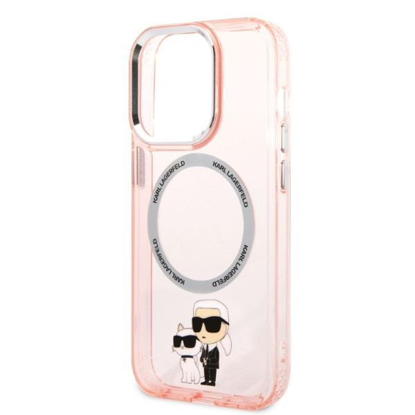 Etui Karl Lagerfeld Iconic Karl&Choupette MagSafe na iPhone 14 Pro Max - różowe