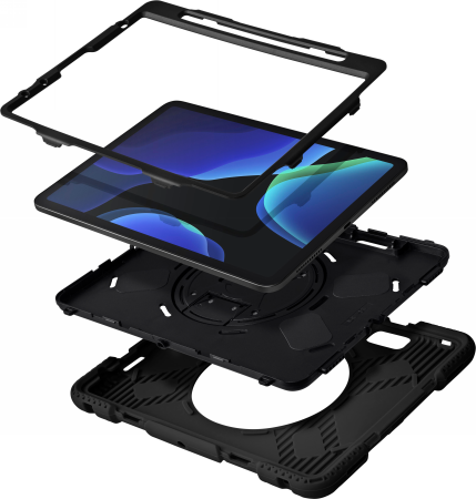 LAUT Shield Enduro Hülle mit Apple Pencil Halter für iPad Pro 11" 1 / 2 / 3 / 4, iPad Air 10.9" 4 / 5 - Schwarz
