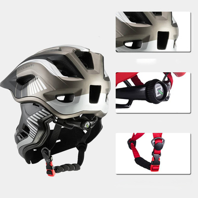 Rockbros TT-32SBTG-M children's bicycle helmet with removable chinbar, size M - gray