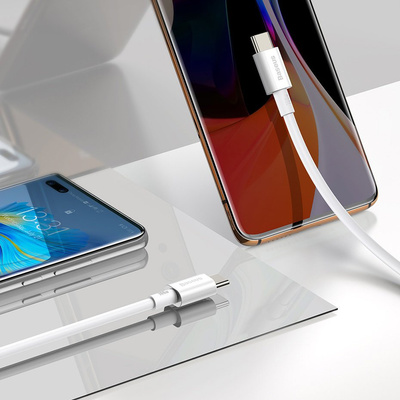 Baseus CATYS-C02 USB-C - USB-C PD QC FCP Kabel 100W 5A 2m - Weiß