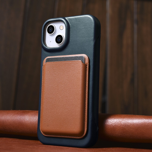 iCarer CE Oil Wax Premium Leather Folio Case iPhone 14 Plus magnetische Klapphülle MagSafe blau (AKI14220707-BU)