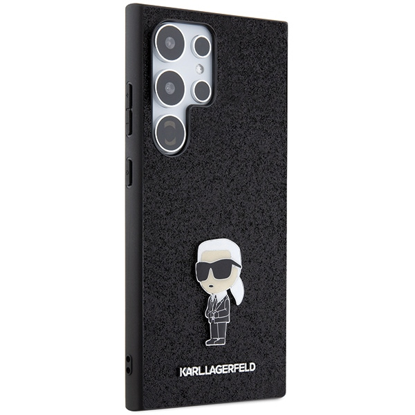 Etui Karl Lagerfeld Fixed Glitter Ikonik Logo Metal Pin na Samsung Galaxy S24 Ultra - czarne