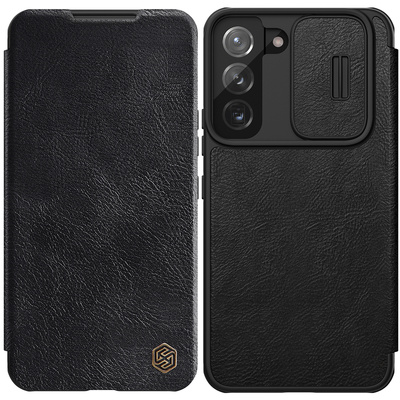 Nillkin Qin Leder Pro Case Hülle für Samsung Galaxy S22+ (S22 Plus) Kameraschutz Holster Cover Flip Case Schwarz