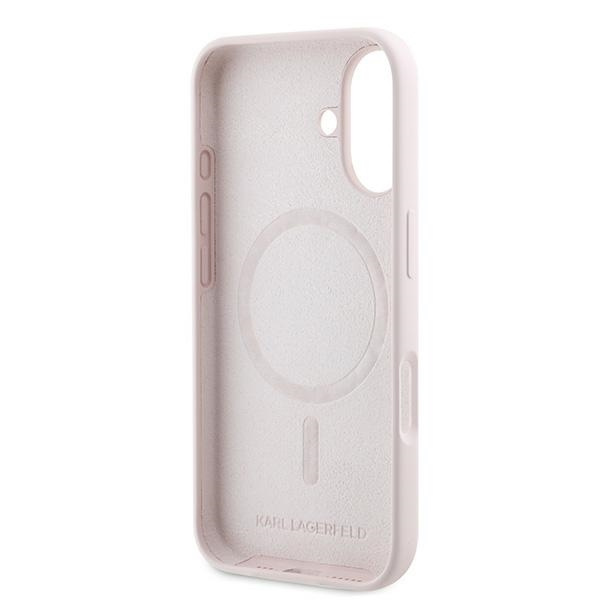 Karl Lagerfeld Silicone Case Heads Print MagSafe for iPhone 16 Plus - Pink