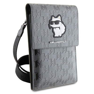 Karl Lagerfeld Case KLWBSAKHPCG Handtasche – Silbernes Saffiano-Monogramm Choupette