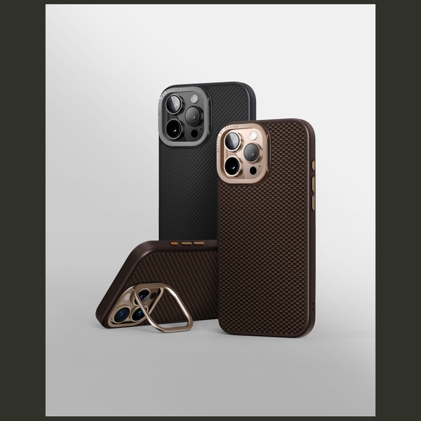 Etui UNIQ Keva Max Magclick Charging Camera Stand na iPhone 16 Pro - brązowe