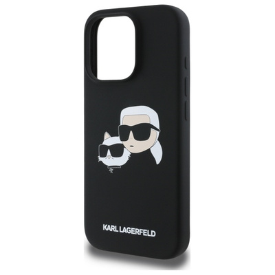Karl Lagerfeld Silicone Case Heads Print MagSafe for iPhone 16 Pro Max - Black