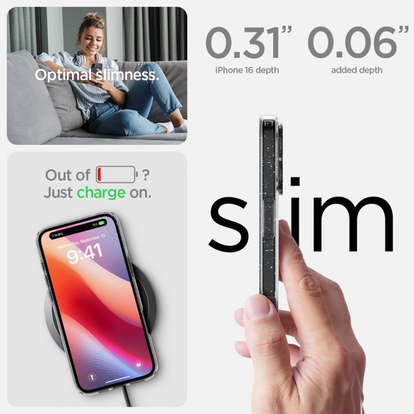 Spigen Liquid Crystal iPhone 16 Plus Case - Clear Glitter