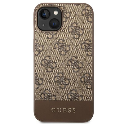 Guess 4G Stripe Collection Case for iPhone 14 Plus / 15 Plus 6.7&quot; - Brown