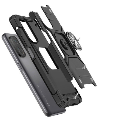 Wozinsky Ring Armor pancerne hybrydowe etui pokrowiec + magnetyczny uchwyt Mi Poco M4 Pro 5G / Redmi Note 11 5G (China) / Redmi Note 11T 5G / Redmi Note 11S 5G czarny