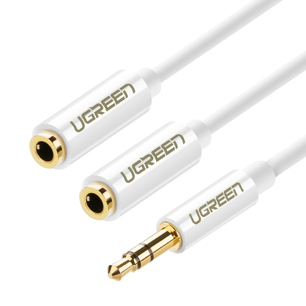 Ugreen Kabel Kopfhörer Splitter Miniklinke 3,5 mm - 2 x Miniklinke 3,5 mm (2 x Stereoausgang) 20cm weiß (AV134)