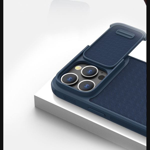 Nillkin Textured S Case for iPhone 14 Pro, armored cover with camera cover, blue