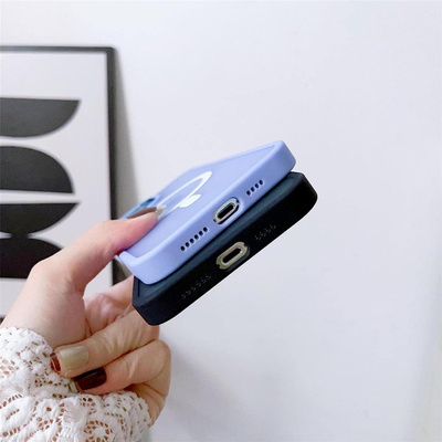 Gepanzerte magnetische iPhone 14 Plus MagSafe Color Matte Hülle – Blau