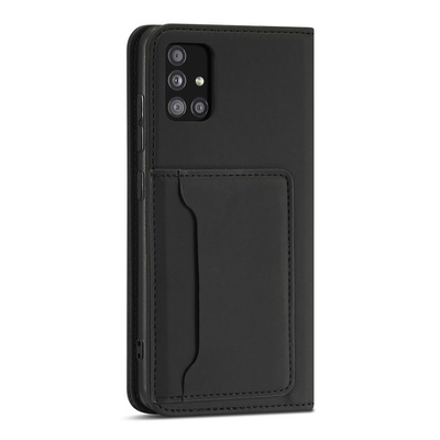 Magnetkartenhülle Hülle für Samsung Galaxy A12 5G Tasche Geldbörse Kartenhalter Schwarz