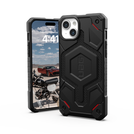 UAG Monarch Hülle für iPhone 15 Plus – schwarzes Kevlar