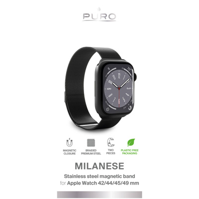 Puro &#39;MILANESE&#39; Watch band for Apple Watch 42-44-45-49m, black
