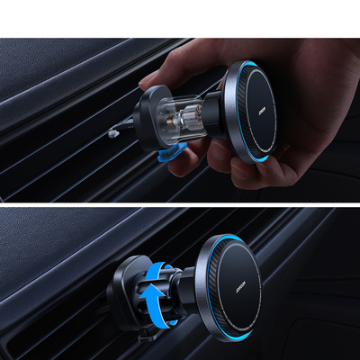 Joyroom car phone holder with wireless charger (MagSafe compatible) with air vent fan - black (JR-ZS387)