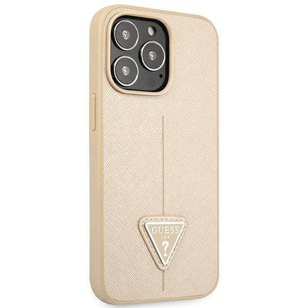 Guess GUHCP14XPSATLE iPhone 14 Pro Max 6,7 &quot;beige / beige Hardcase SaffianoTriangle Logo