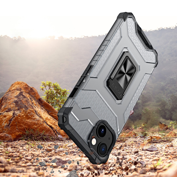 Crystal Ring Case robuste Kickstand TPU/PC Panzer Handyhülle Hard Case für iPhone 13 schwarz