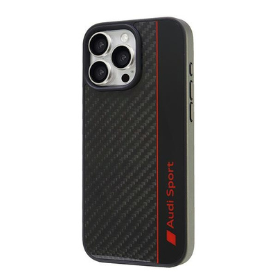 Audi Carbon Fiber Stripe iPhone 16 Pro Max 6.9&quot; black hardcase AUS-TPUPCIP16PM-R8/D1-BK