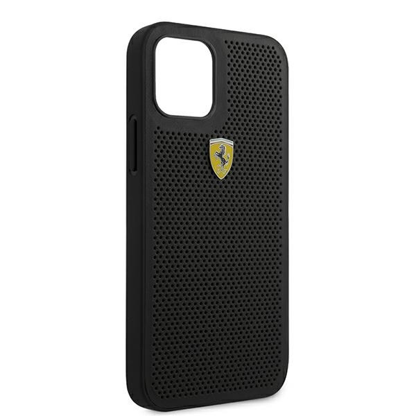 Ferrari FESPEHCP12MBK iPhone 12/12 Pro 6.1&quot; schwarz/schwarz Hardcase On Track Perforated