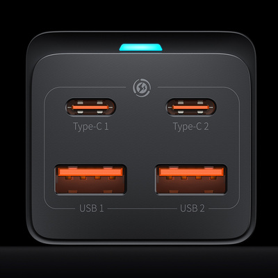 Baseus GaN3 Pro szybka uniwersalna ładowarka sieciowa GaN 2 x USB Typ C / 2x USB 100W PD3.0, QC4.0+, AFC czarny (CCGP000101)