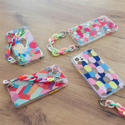 Color Chain Case Gel flexible elastische Hülle mit Kettenanhänger für Samsung Galaxy S21+ 5G (S21 Plus 5G) mehrfarbig (1)