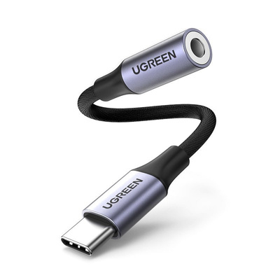 Ugreen AV161 adapter for headphones mini jack 3.5 mm (female) / USB-C (male) 10 cm - black