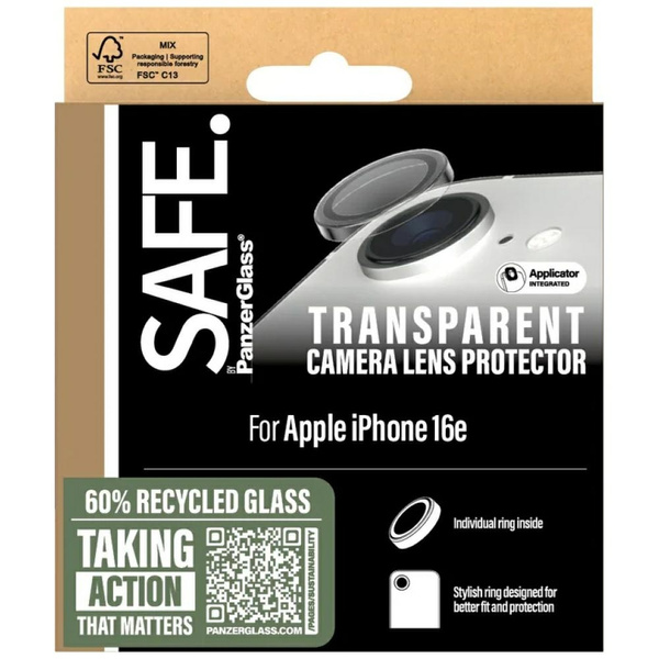 SAFE by PanzerGlass Rings Lens Protector for iPhone 16e - Clear