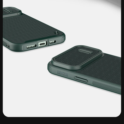 Nillkin Textured S Case für iPhone 14, gepanzerte Hülle mit Kameraabdeckung, grün