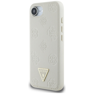Guess Grained Hot Stamp Peony Triangle Logo MagSafe Hülle für iPhone 16e - Beige